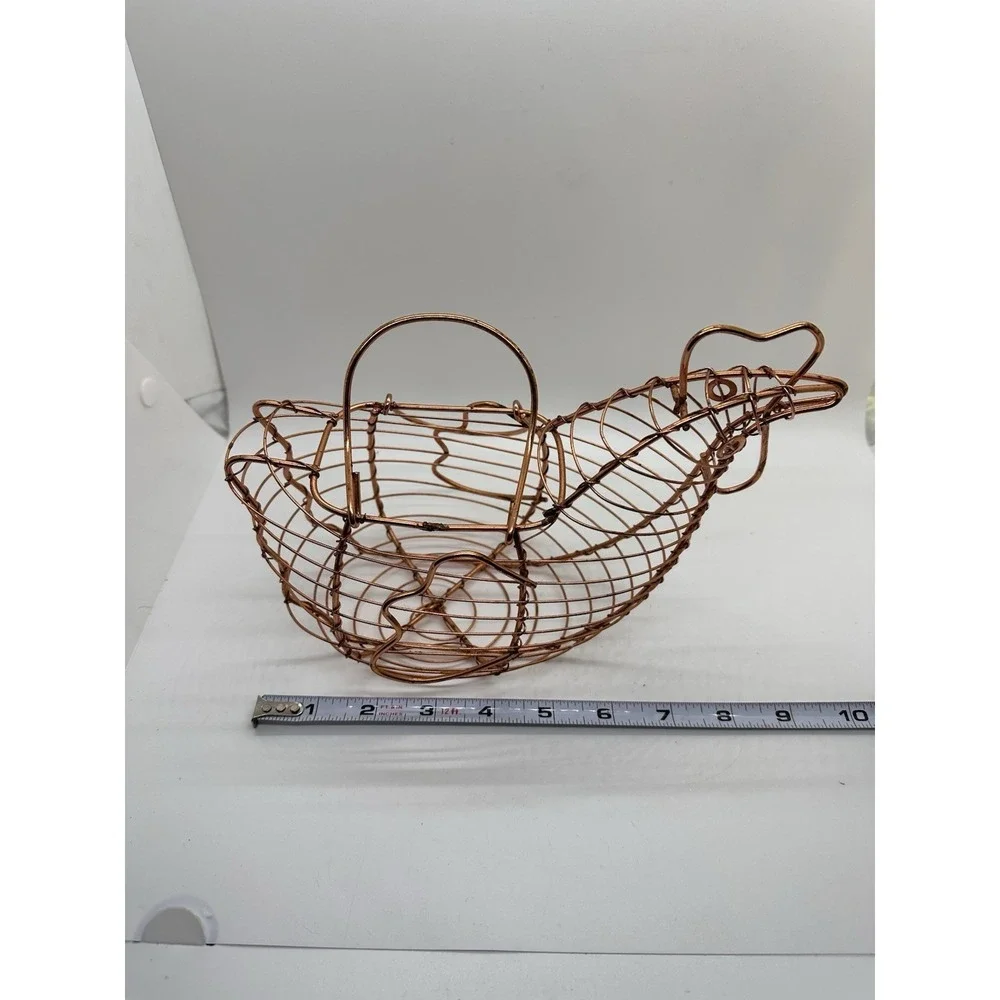 Copper Wire Chicken Basket Farmhouse Egg Holder Country Kitchen‎ Decor